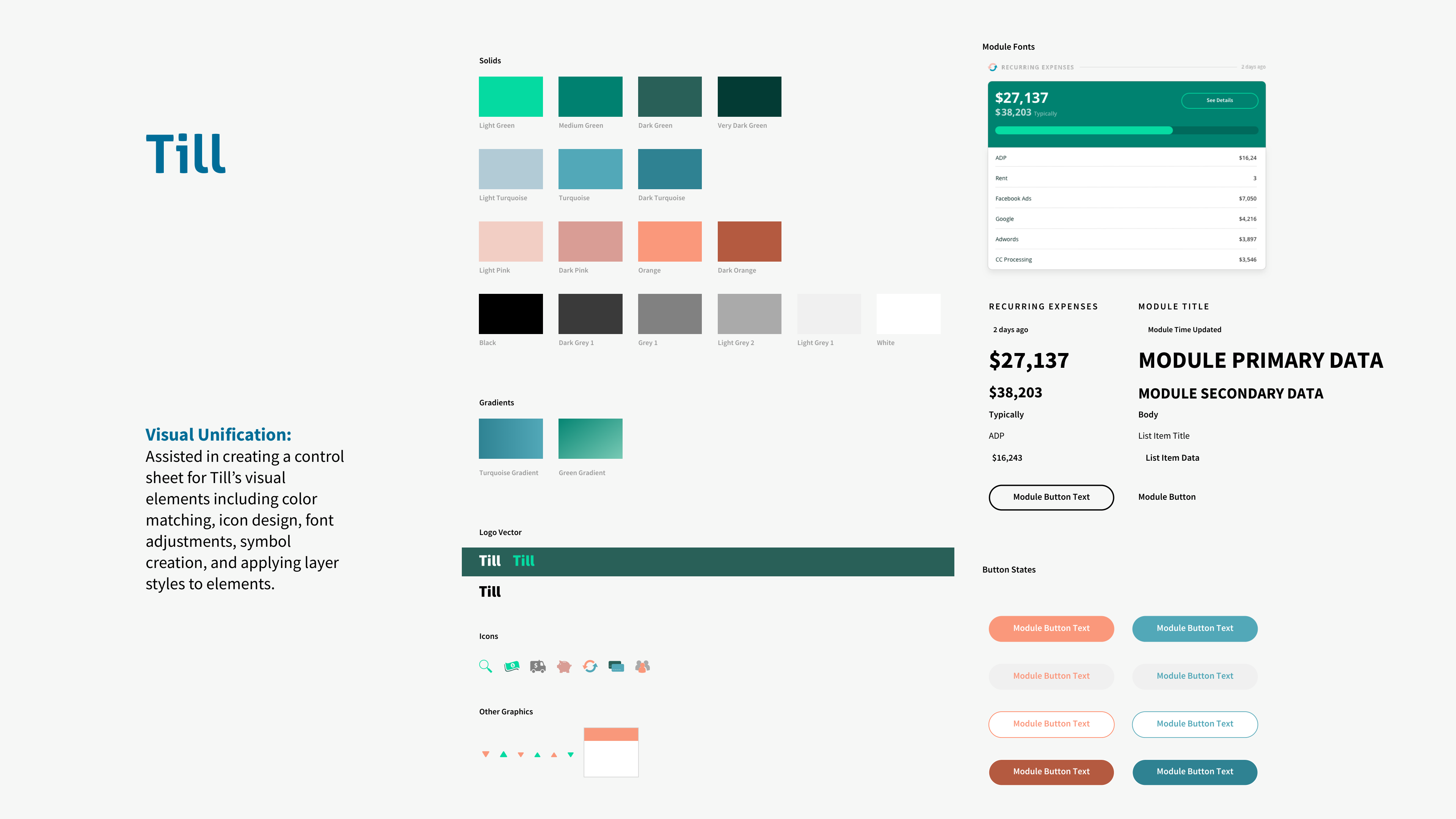 Till design system with colors, typography, icons, and component states