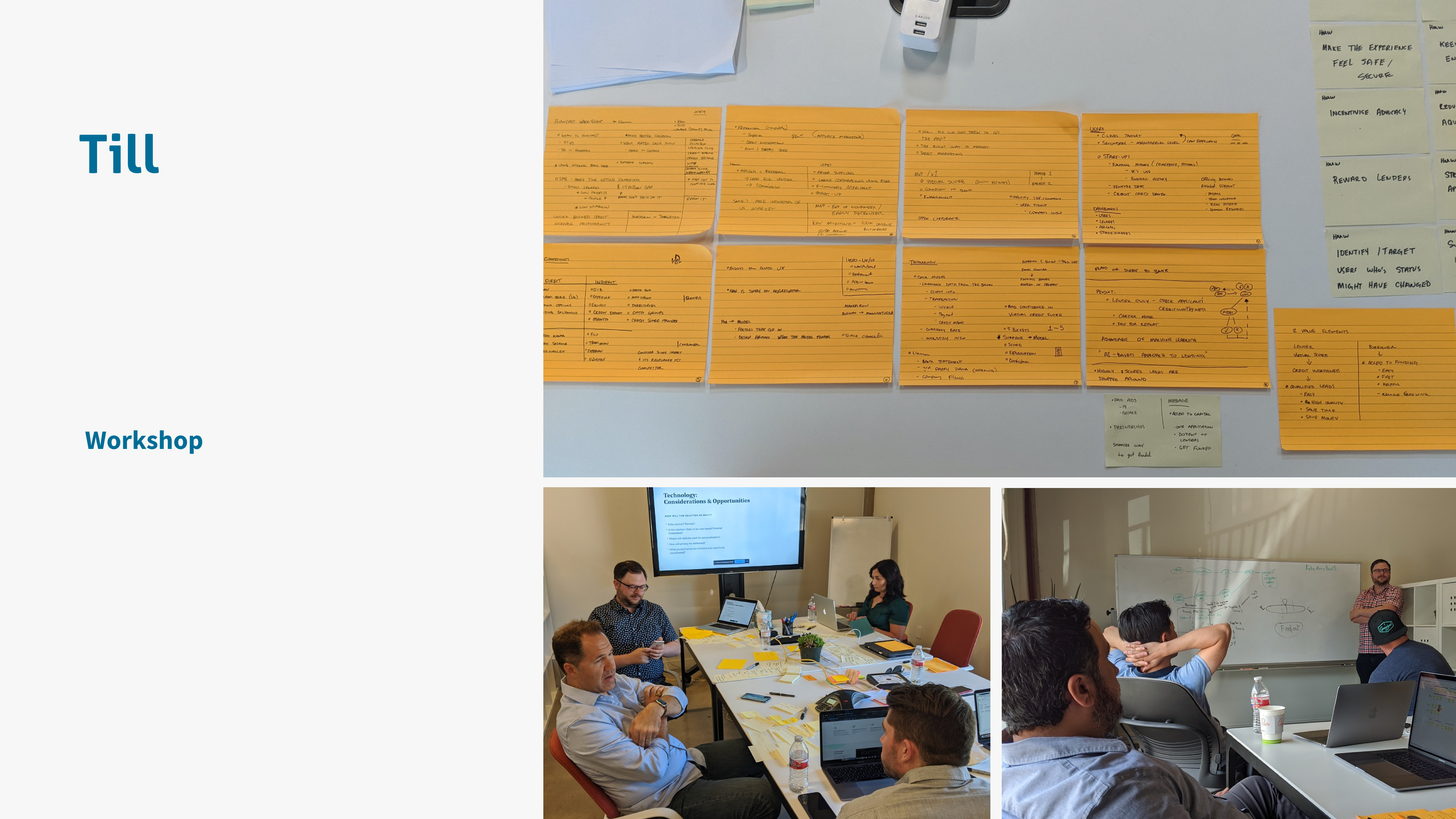 Stakeholder workshop with sticky note exercises for Till