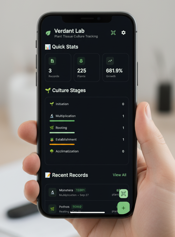 Verdant Lab: Plant tissue culture tracking app project image